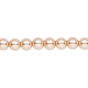 Pearl 2pk champagne, Celestial Crystal® 6mm round 15.5-16 inch