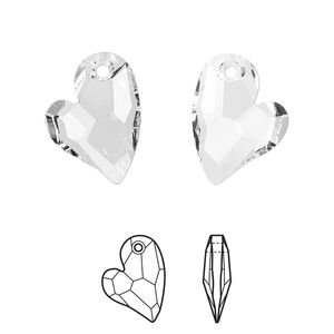 Drop 1pk crystal, Crystal Passions® 17x13mm pendant asymmetrical heart 6261