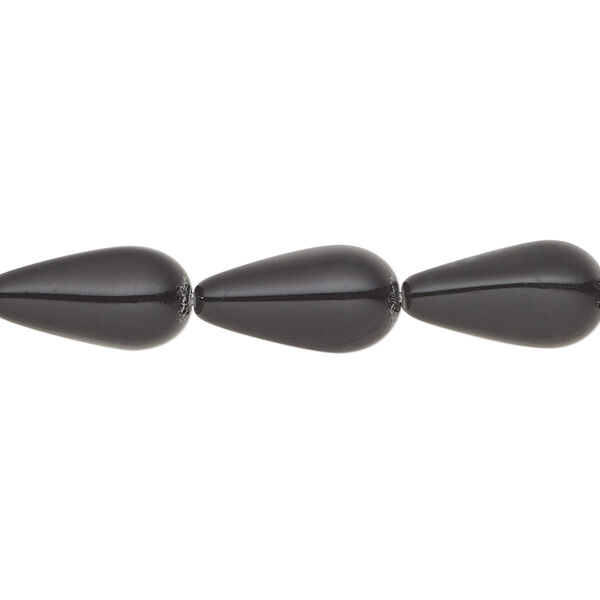 Pearl 10pk magic black, Preciosa Czech crystal 15x8mm pear image number 0
