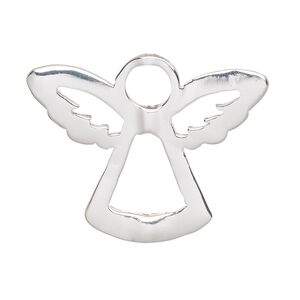 Bead frame, silver-finished "pewter" (zinc-based alloy), 35x28mm angel, fits up to 6mm and 8mm bead. Sold per pkg of 2.