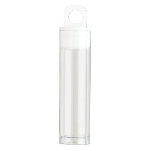 Vial, plastic, clear and white, 2 x 9/16 inch cylinder with hang tab. Sold per pkg of 10. image number 1