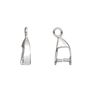 Bail, ice-pick, sterling silver, 13x5mm smooth, 5mm grip length. Sold individually.