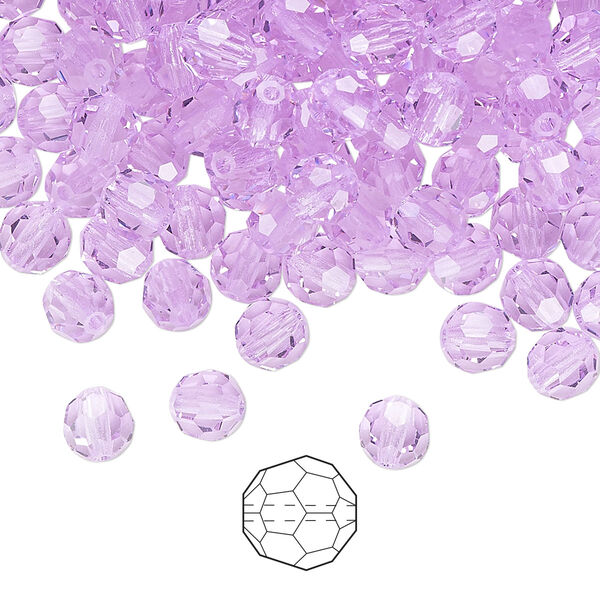 Bead 576pk violet, Preciosa Czech crystal 5mm round image number 0