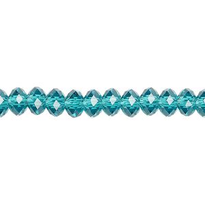 Bead 12pk blue zircon, Crystal Passions® 6x4mm rondelle 5040