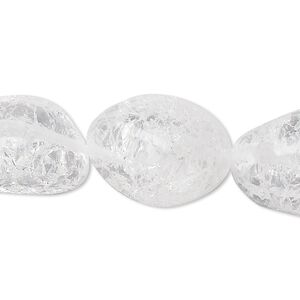 Ice flake quartz 1pkg1, tumbled nugget bead 15.5-16 inch medium