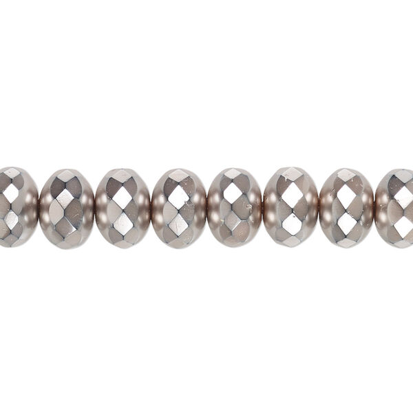 Bead, Czech fire-polished glass, opaque copper carmen, 9x5mm faceted rondelle. Sold per 15-1/2" to 16" strand. image number 0