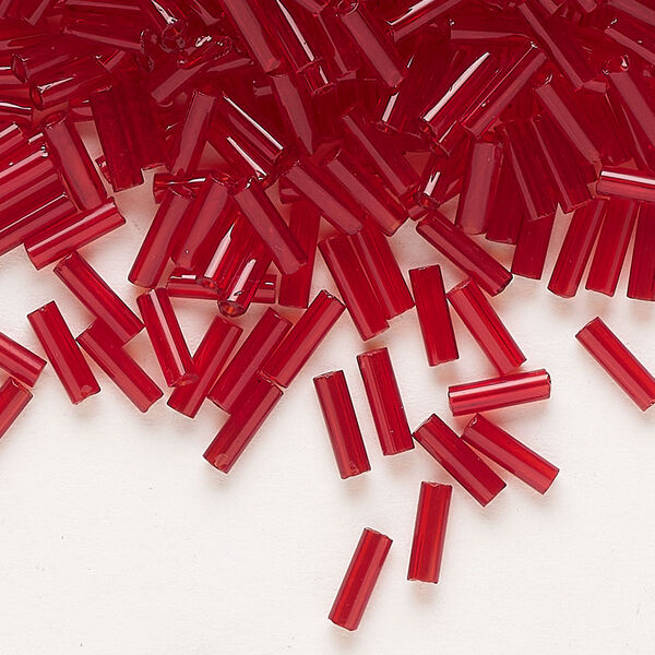 Bead, Preciosa Ornela Czech glass, bugle bead, pkg/50g, 1/4 inch, transparent ruby, (90090). image number 0