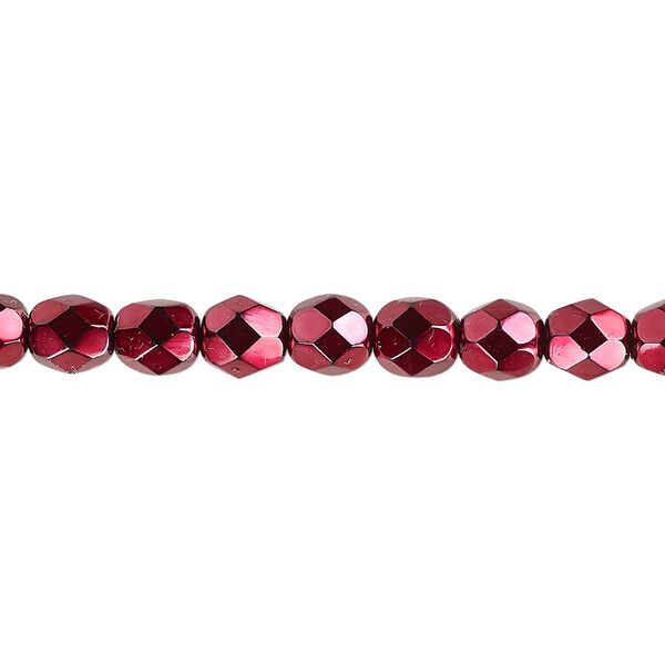 Bead, Czech fire-polished glass, opaque red carmen, 6mm faceted round. Sold per pkg of 1,200 (1 mass). image number 0