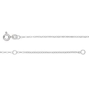 Chain 1pkg1 sterling silver cable, 1.3mm flat / springring clasp, Gossamer™ adjustable 34 & 36 inch