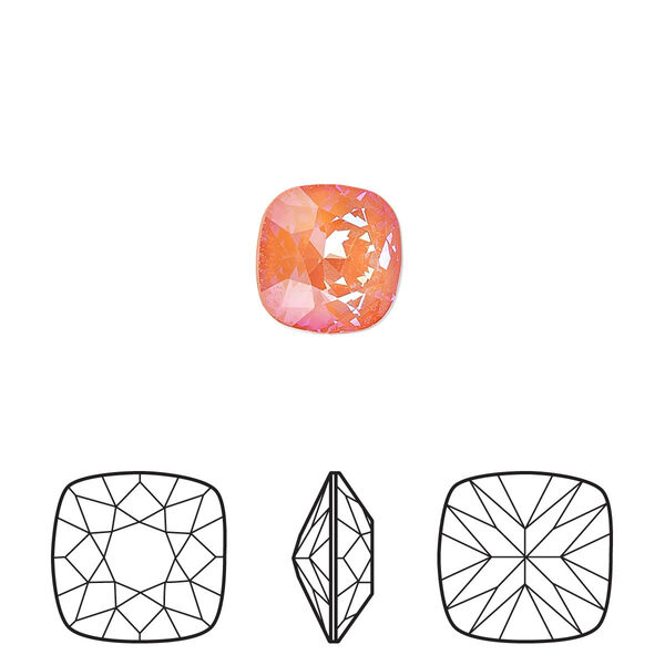 Fancy stone 1pk crystal ultra orange AB, Crystal Passions® 10mm cushion 4470 image number 0