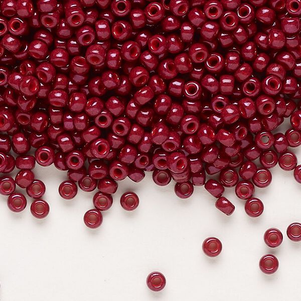 Seed bead, Miyuki, glass, pkg/250g, #8 rocaille, opaque outside dyed maroon, (RR-1464). image number 0