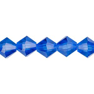 Bead 1pk transparent medium blue, Celestial Crystal® 10mm bicone 8 inch