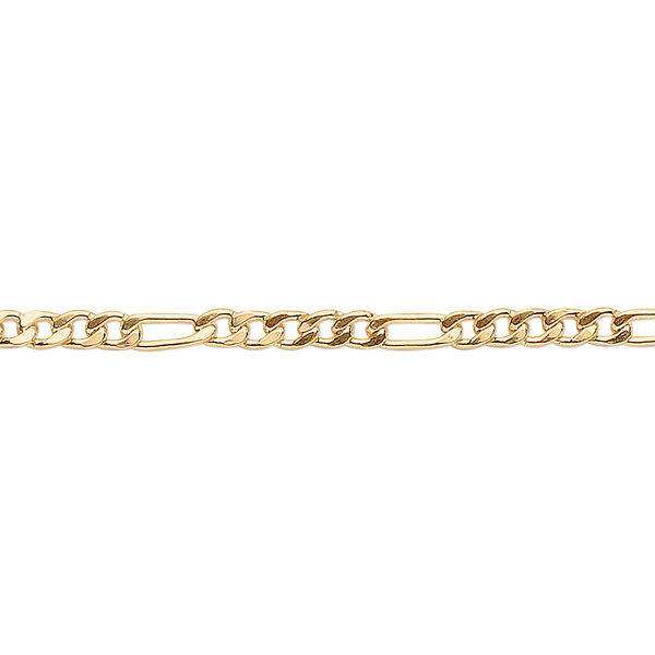 Chain, 14Kt gold-filled, 3mm flat figaro. Sold per pkg of 5 feet. image number 0