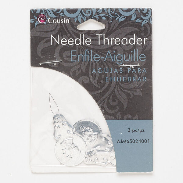 Needle threader, aluminum and steel, 45x18.5mm. Sold per pkg of 3. image number 0