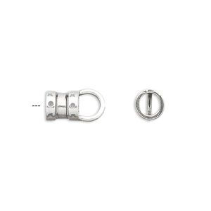 Crimp end, antiqued sterling silver, 6.5x6mm tube with loop and 4mm inside diameter. Sold per pkg of 10.