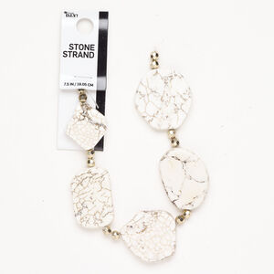 Bead assortment 1pkg1, porcelain and gold-colored CCB, white / black / brown, 21x16mm-39x35mm freeform, 7-1/2 inches.