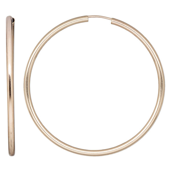Earring, 14Kt rose gold-filled, 50mm round hoop with endless-loop closure. Sold per pair . image number 0