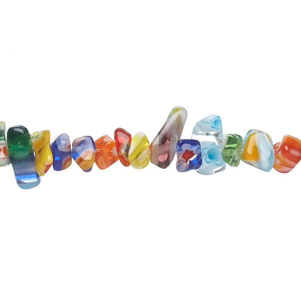 Bead, millefiori glass, multicolored, small chip. Sold per 15-inch strand. image number 0