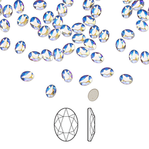 Flat back 12pk crystal AB foil back, Crystal Passions® 4x3mm oval 2603 image number 0