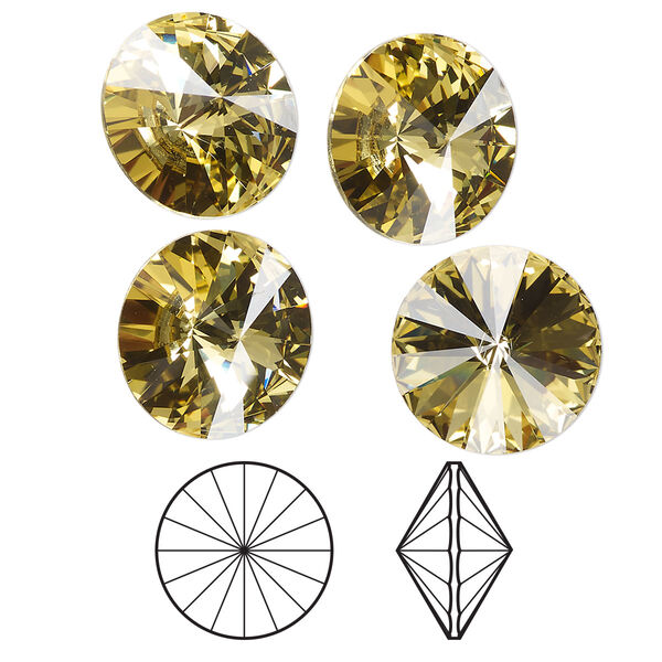 Chaton 4pk dark jonquil foil back, Crystal Passions® Regenerated 14mm rivoli 1122 image number 0