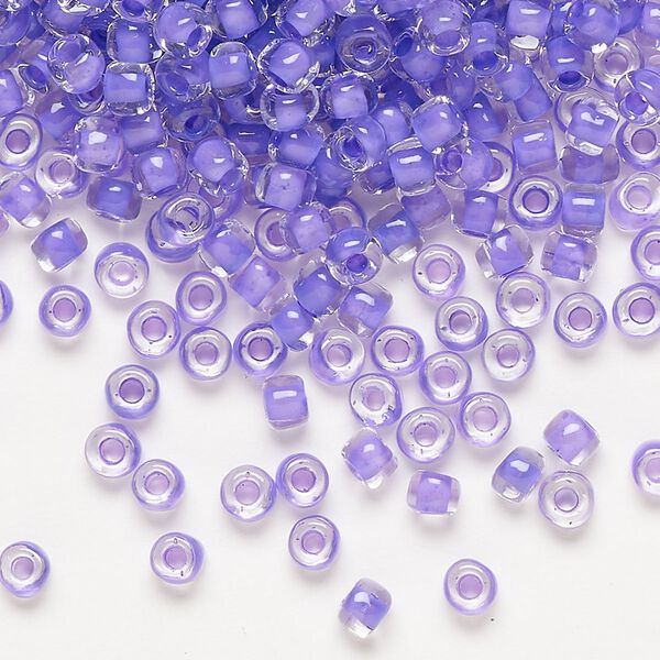 Seed bead, Dyna-Mites™, glass, translucent inside color dark lilac, #6 round. Sold per 1/2 kilogram pkg. image number 0