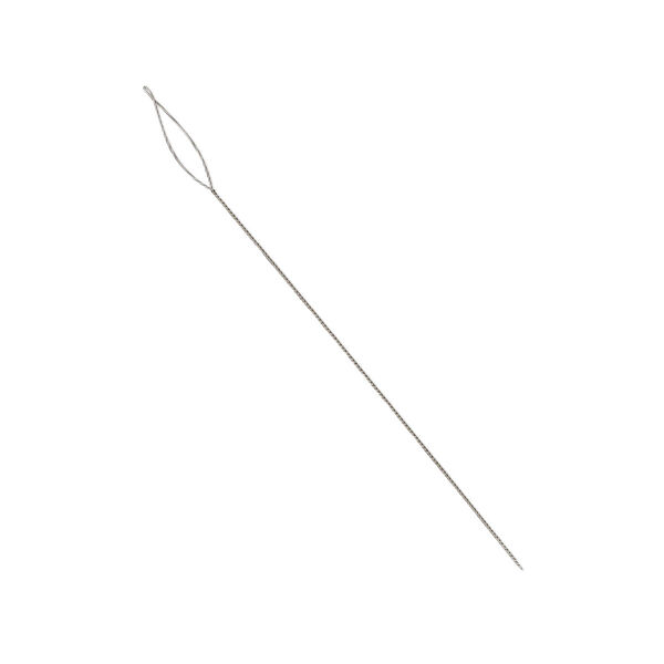 Needle, Beadalon®, stainless steel, pkg/4, 2-1/2 inches, fine, 0.3mm width, collapsible-eye twisted wire. image number 0