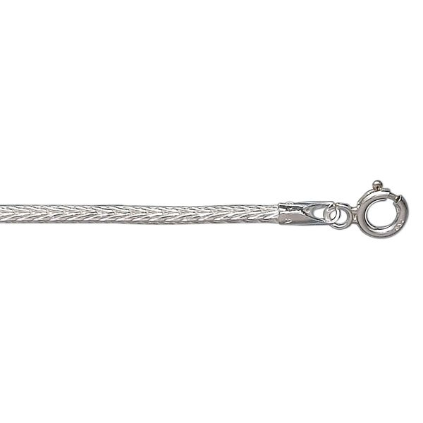 Chain, sterling silver, 2mm round foxtail, 16 inches. Sold individually. image number 0