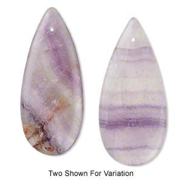 Rainbow fluorite 1pkg1, flat teardrop focal natural C grade, 40x17mm-45x20mm image number 0