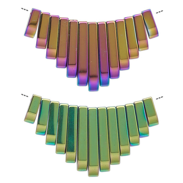 Hemalyke™ 1pkg13, electroplated top-drilled fan focal graduated 12x4mm-30x4mm image number 0