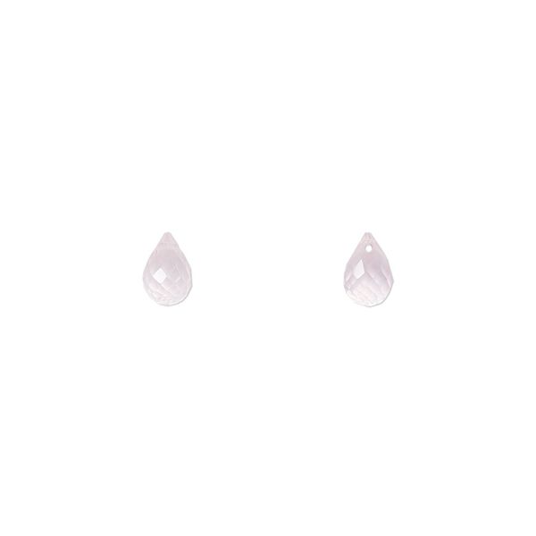 Rose quartz 1pkg2, hand-cut top-drilled faceted briolette bead natural 6x4mm image number 0