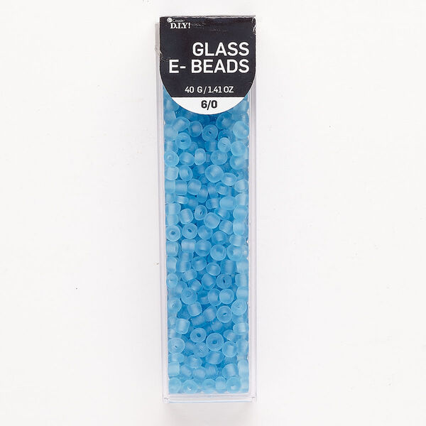 Seed bead 1pkg1 glass, #6 round, translucent frosted light blue image number 0