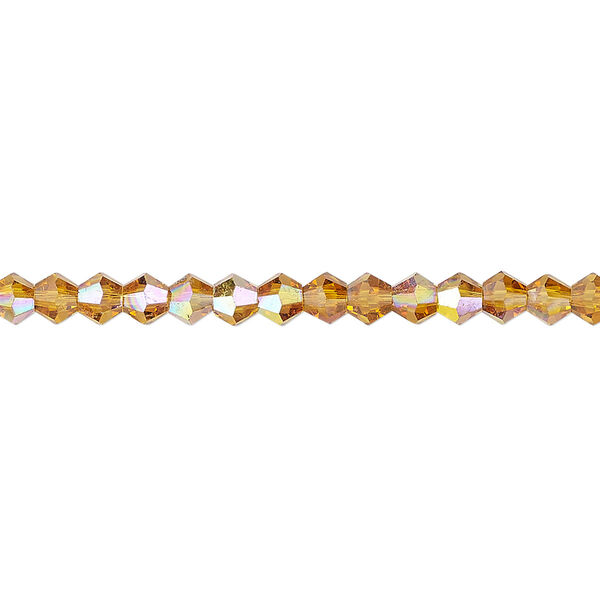 Bead 1pk transparent gold AB, Celestial Crystal® 4mm bicone 15.5-16 inch image number 0