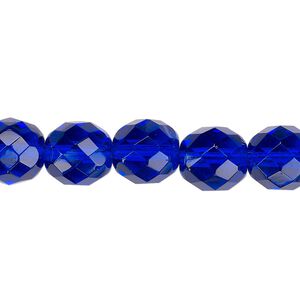 Bead, Czech fire-polished glass, cobalt, 10mm faceted round. Sold per pkg of 600 (1/2 mass).
