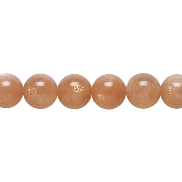 Bead, sunstone (natural), 8-8.5mm semi-round, A- grade, Mohs hardness 6 to 6-1/2. Sold per 7-inch strand, approximately 20 beads. image number 0