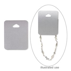 Necklace / bracelet card, plastic, silver, 2-1/2 x 2 inches assembled. Sold per pkg of 10.