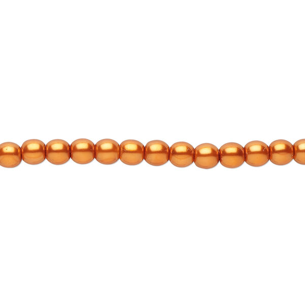 Bead, Czech pearl-coated glass druk, copper, 4mm round. Sold per 15-1/2" to 16" strand. image number 0