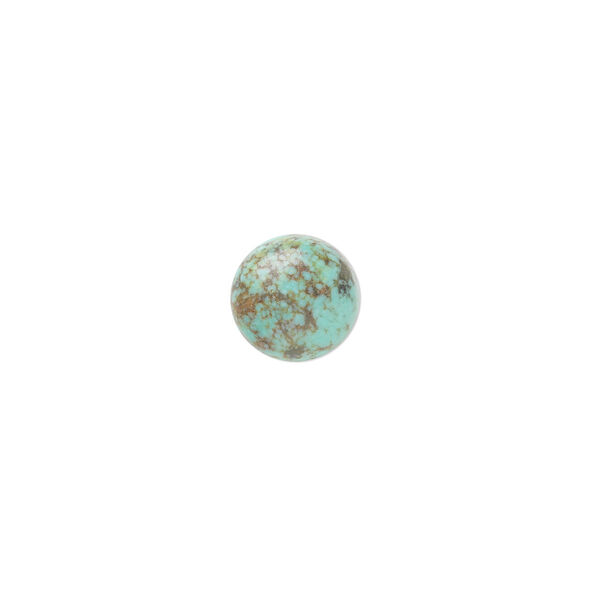 Cabochon, turquoise (dyed / stabilized), 8mm calibrated round, B grade, Mohs hardness 5 to 6. Sold per pkg of 4. image number 0