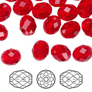 Bead 72pk light siam, Swarovski® 9.5x8mm olive briolette 5044