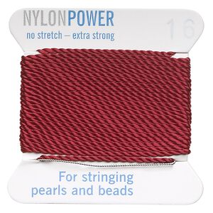 Thread, Griffin, nylon, garnet red, size #16. Sold per 2-meter card (approximately 78 inches).