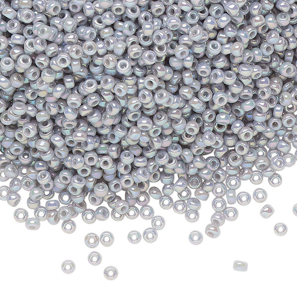 Seed bead, Miyuki, glass, pkg/25g, #11 rocaille, opaque rainbow ghost grey, (RR-489). image number 0