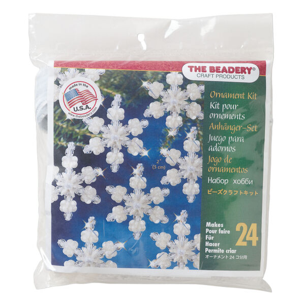 Ornament kit 1pkg1 The Beadery&reg; polystyrene, mini pearl snowflakes, mixed colors, ornament (7493) image number 0