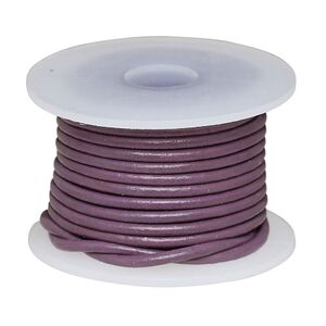 Cord, leather (dyed), purple, 1.4-1.6mm round. Sold per 5-yard spool.