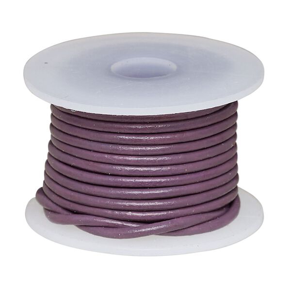 Cord, leather (dyed), purple, 1.4-1.6mm round. Sold per 5-yard spool. image number 0