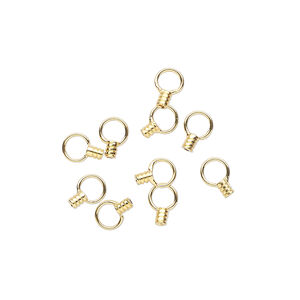 Crimp end 1pkg10 gold-plated, 2.5x1.5mm tube / loop / approx 0.5mm inside diameter, brass
