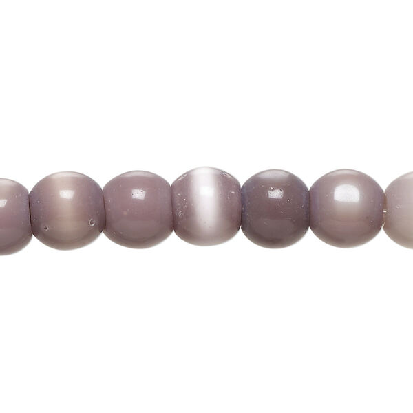 Bead, cat's eye glass (fiber optic glass), light purple, 7-9mm irregular round. Sold per 14-inch strand, approximately 50 beads. image number 0