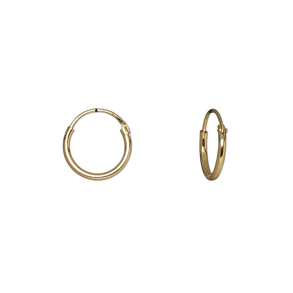 Earring, Create Compliments®, "vermeil", 10mm hoop with endless-loop closure. Sold per pair. image number 0