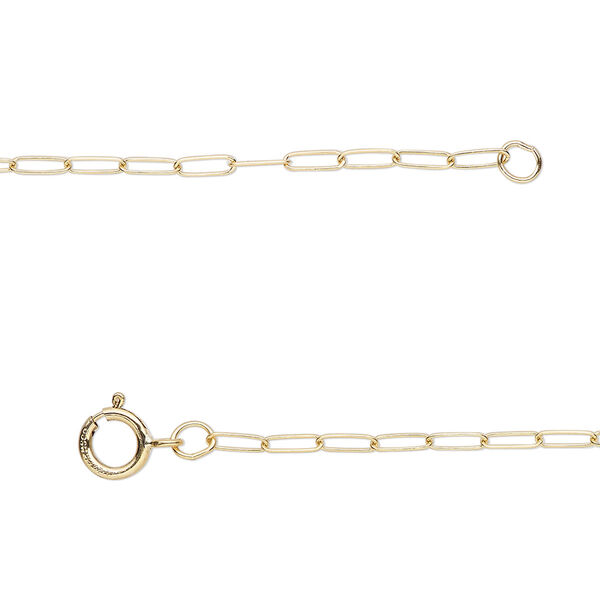 Chain, 14Kt gold-filled, 1.6mm long cable, 20 inches with springring clasp. Sold individually. image number 0