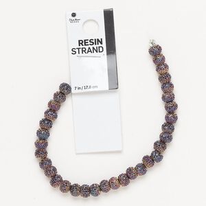 Bead, resin, bronze purple AB, 7x5mm bumpy rondelle. Sold per 7-inch strand, approximately 30 beads.