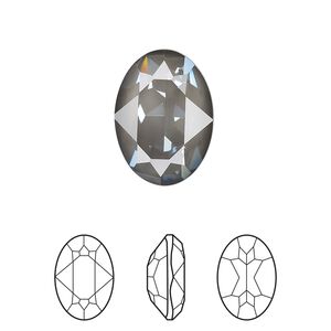 Fancy stone 48pk crystal dark grey ignite LacquerPRO, Swarovski® 18x13mm oval 4120