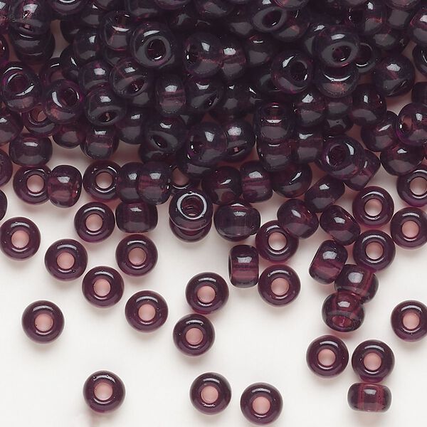 Seed bead, Miyuki, glass, pkg/25g, #6 rocaille, transparent dark smoky amethyst (RR-153). image number 0